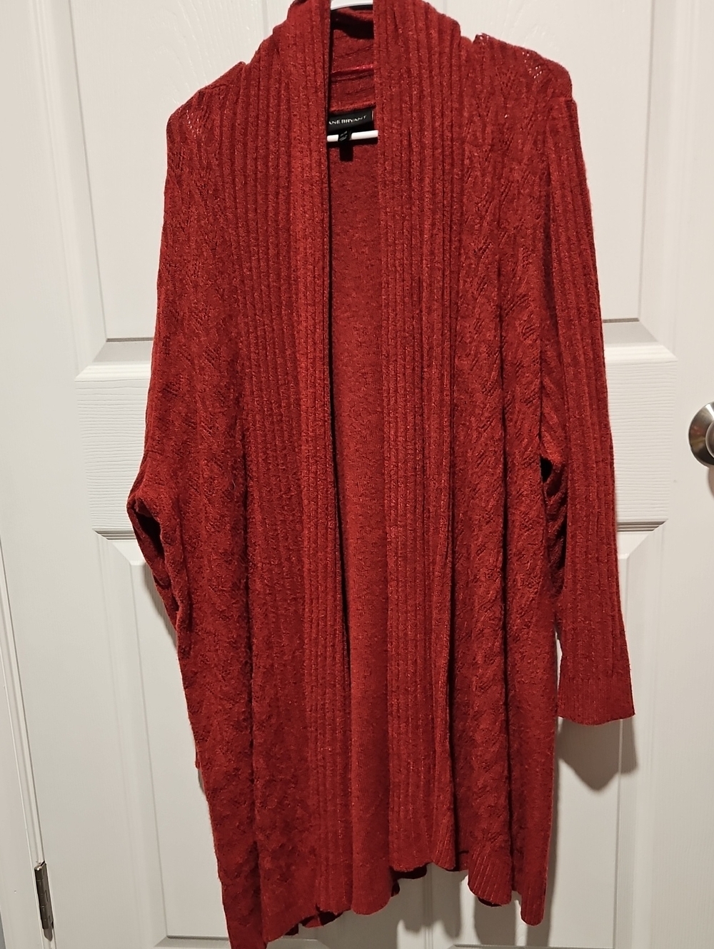 Lane Bryant Open-Front Cable Knit Cardigan - Rust